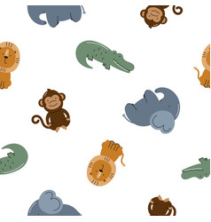 Seamless Pattern With Cute African Animals