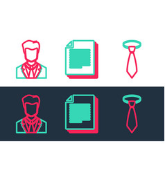 Set Line Tie User Of Man In Business Suit