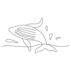 Whale Jumping From Water With Splashes Doodle