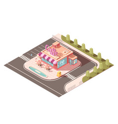 Cafe Outside View Isometric Design