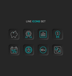 Set Line Pie Chart Infographic Price Tag With New