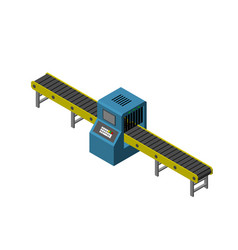 Empty Conveyor Belt With Monitor Isolated