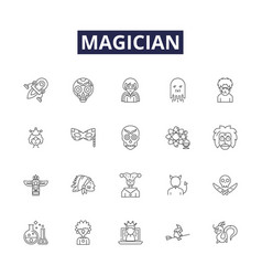 Magician Line Icons And Signs Show