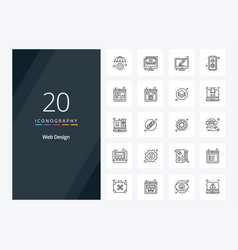 20 Web Design Outline Icon For Presentation