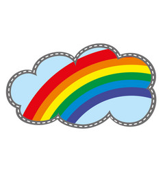 Cloud With Rainbow Sticker Vintage Peace Emblem