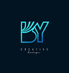 Outline Blue Letters By B Y Logo With Leading