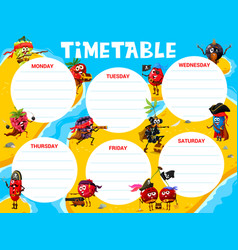 Education Timetable Schedule With Berry Pirates