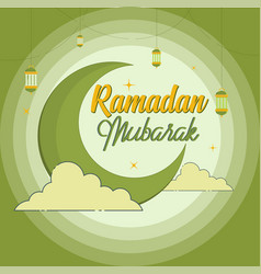 Ramadan Moon In Dark Green Sky Background Ramadan