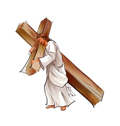 Side view jesus christ sitting Royalty Free Vector Image