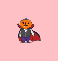 Cute Cartoon Scary Vampire Pumpkin Halloween