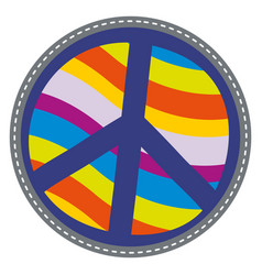 Peace Sign Round Rainbow Sticker Retro Patch