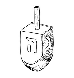 Wooden Dreidel Black White Hanukkah