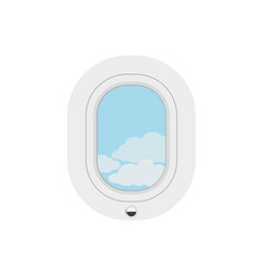 Airplane Window With Cloudy Blue Sky