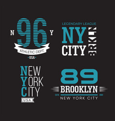 New York And Brooklyn Typography Flat Badges Set