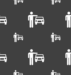 Person Up Hailing A Taxi Icon Sign Seamless