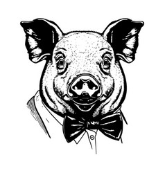 Portrait Of A Pig With A Bow