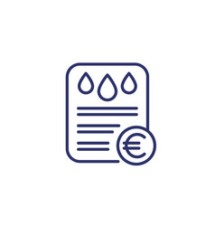 Water Utility Bill Line Icon With Euro