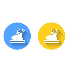 White Roasted Turkey Or Chicken Icon Isolated