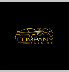 Automotive logo template with luxury car in gold Vector Image