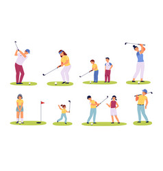 Golf Players Characters Different Ages Golfers