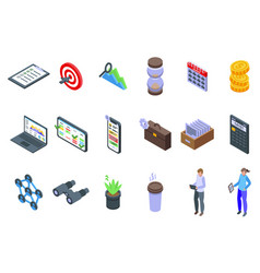 Project Management Icons Set Isometric