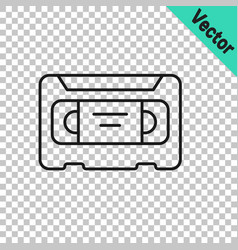 Black Line Vhs Video Cassette Tape Icon Isolated