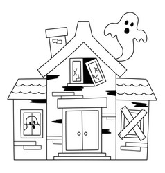 Haunted House Halloween Coloring Page Isolated