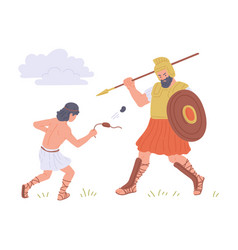 Old Testament Bible David And Goliath Flat