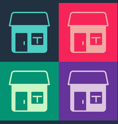 Pop Art House Icon Isolated On Color Background