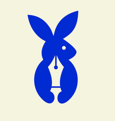 Rabbit Pen Nib Logo Negative Space Concept