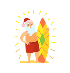 Santa Claus And Surfing Board Christmas Character