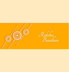 Stylish Raksha Bandhan Yellow Banner With Rakhi