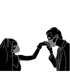 Men Kissing Womens Hand Character Silhouette