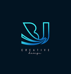 Outline Blue Letters Bj B J Logo With Leading