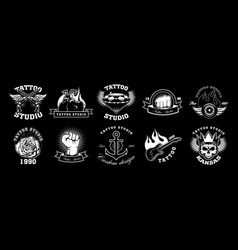 Tattoo Studio Emblems Set