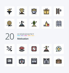 20 Motivation Line Filled Color Icon Pack Like