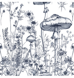 Toile De Jouy Floral Seamless Pattern Fungi