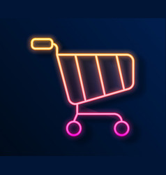 Glowing Neon Line Shopping Cart Icon Isolated