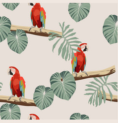 Tropical Leaves Birds Of Paradise Parrot Seamless