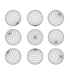 Wireframe Sphere In Different Positions Globe