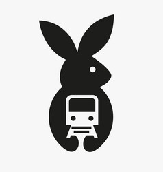 Rabbit Railway Logo Negative Space Concept