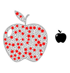 Polygonal Mesh Apple Fruit Icon With Infection