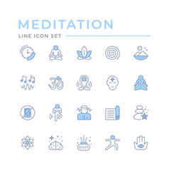 Set Color Line Icons Of Meditation