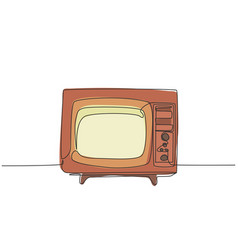 One Single Line Drawing Of Retro Old Fashioned Tv