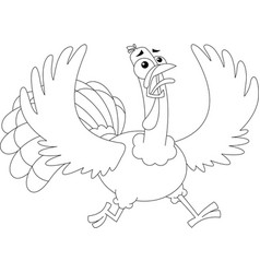 Outlined Scared Turkey Cartoon Characters Running