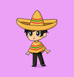 Cute Boy In Cinco De Mayo Cartoon