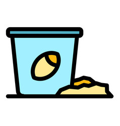 Ice Fish Bucket Icon Flat