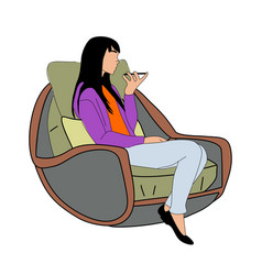 Woman Sitting In Rocking Armchair Talking By Phone