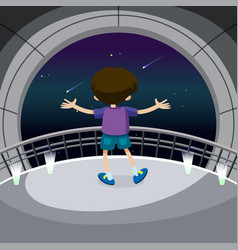 Astronomy Theme With Boy Looking At Stars