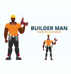 Front View Of Builder In Uniform With Screwdriver